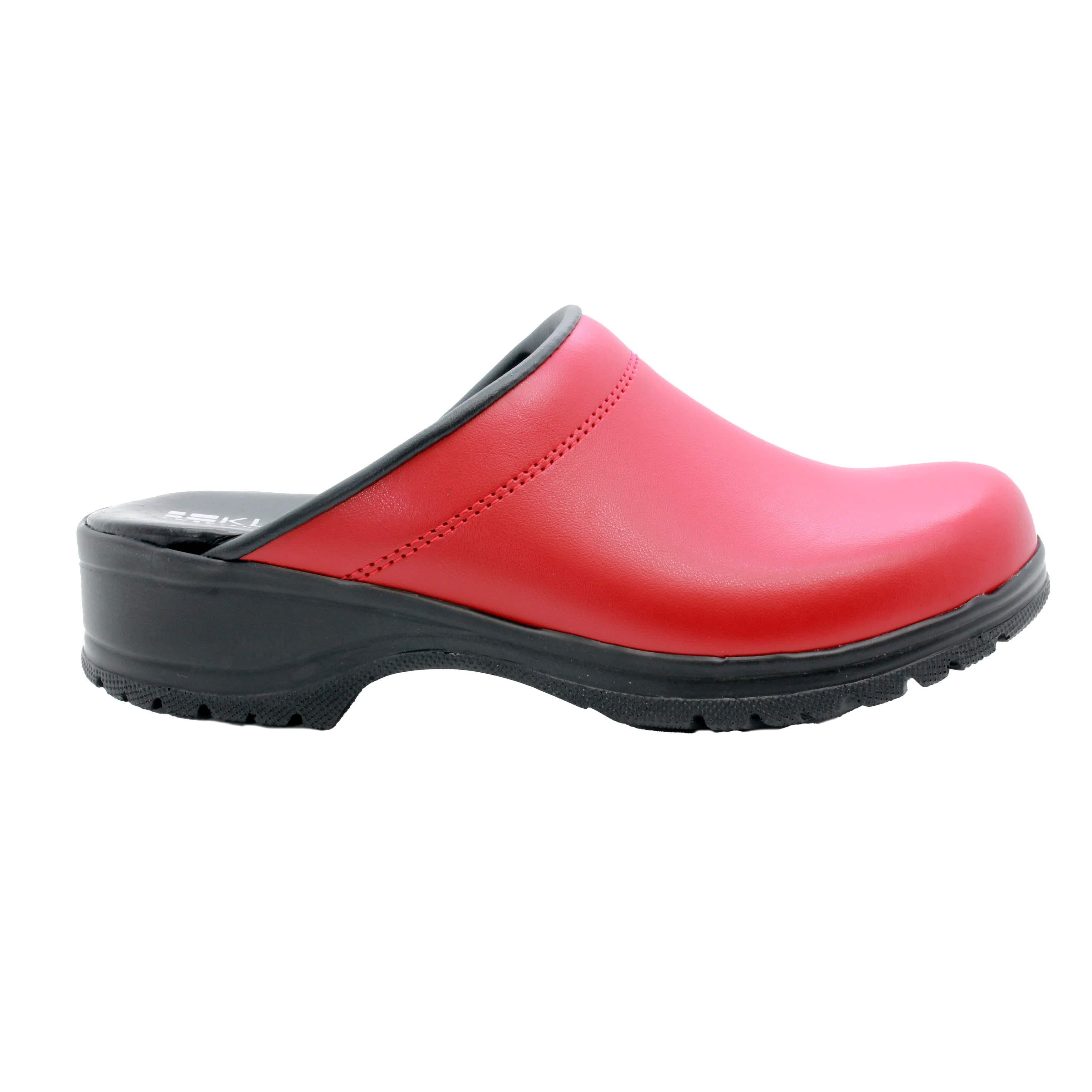 BJORK Flex Pro Open Back Red Leather Clogs - CLOSEOUT