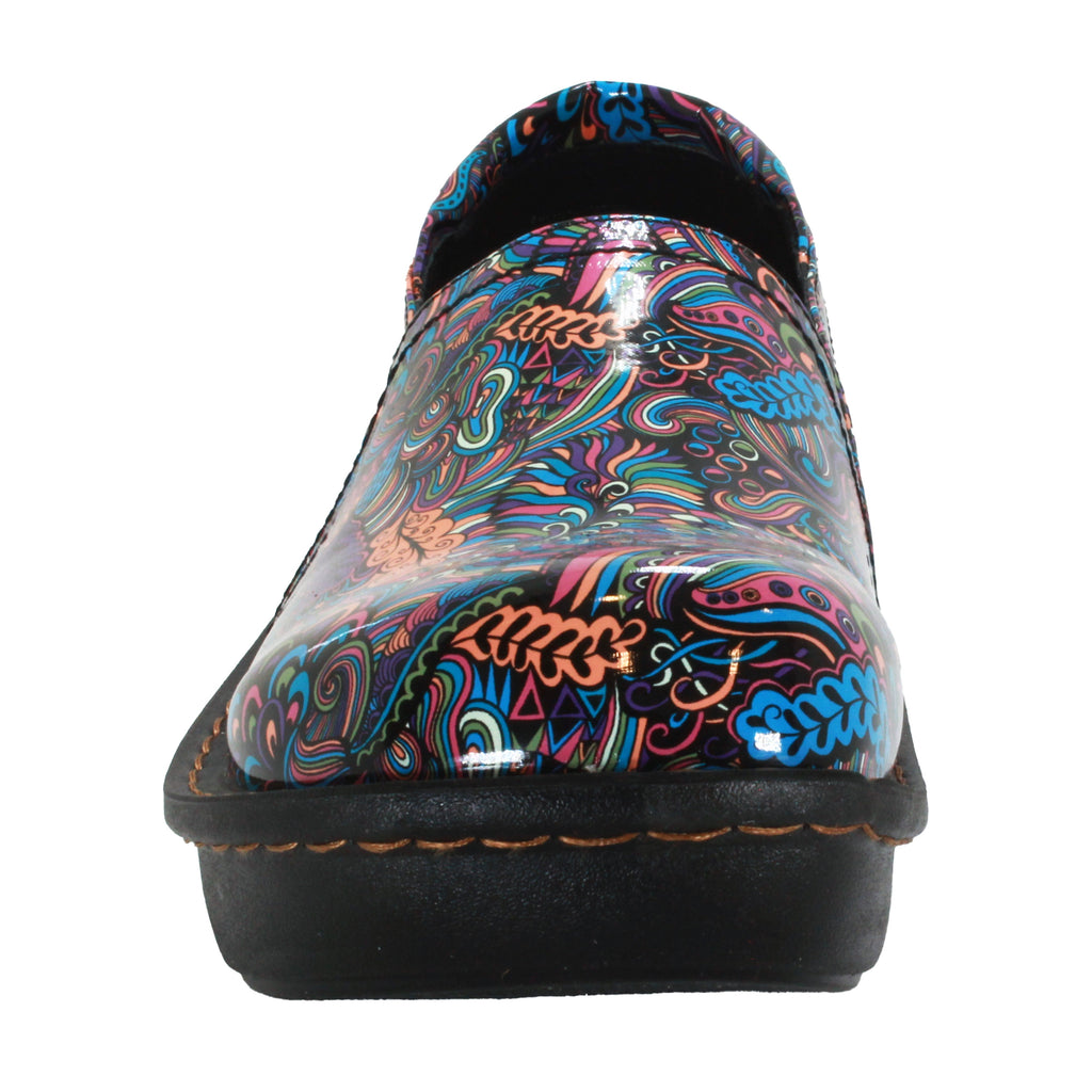 Sanosan Maria Comfort Slip-On Clogs im Mardi Gras-Druck - CLOSEOUT