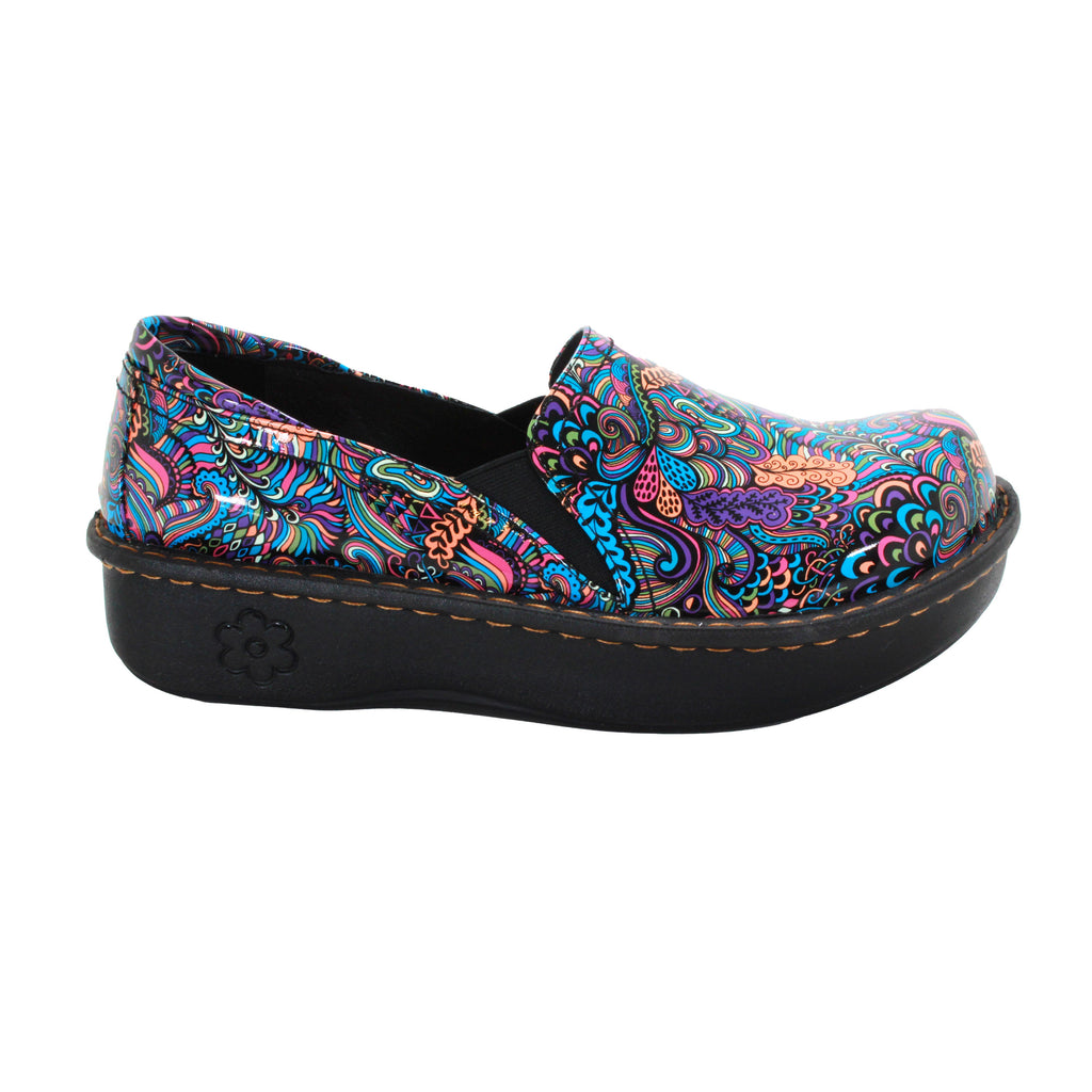 Sanosan Maria Comfort Slip-On Clogs im Mardi Gras-Druck - CLOSEOUT