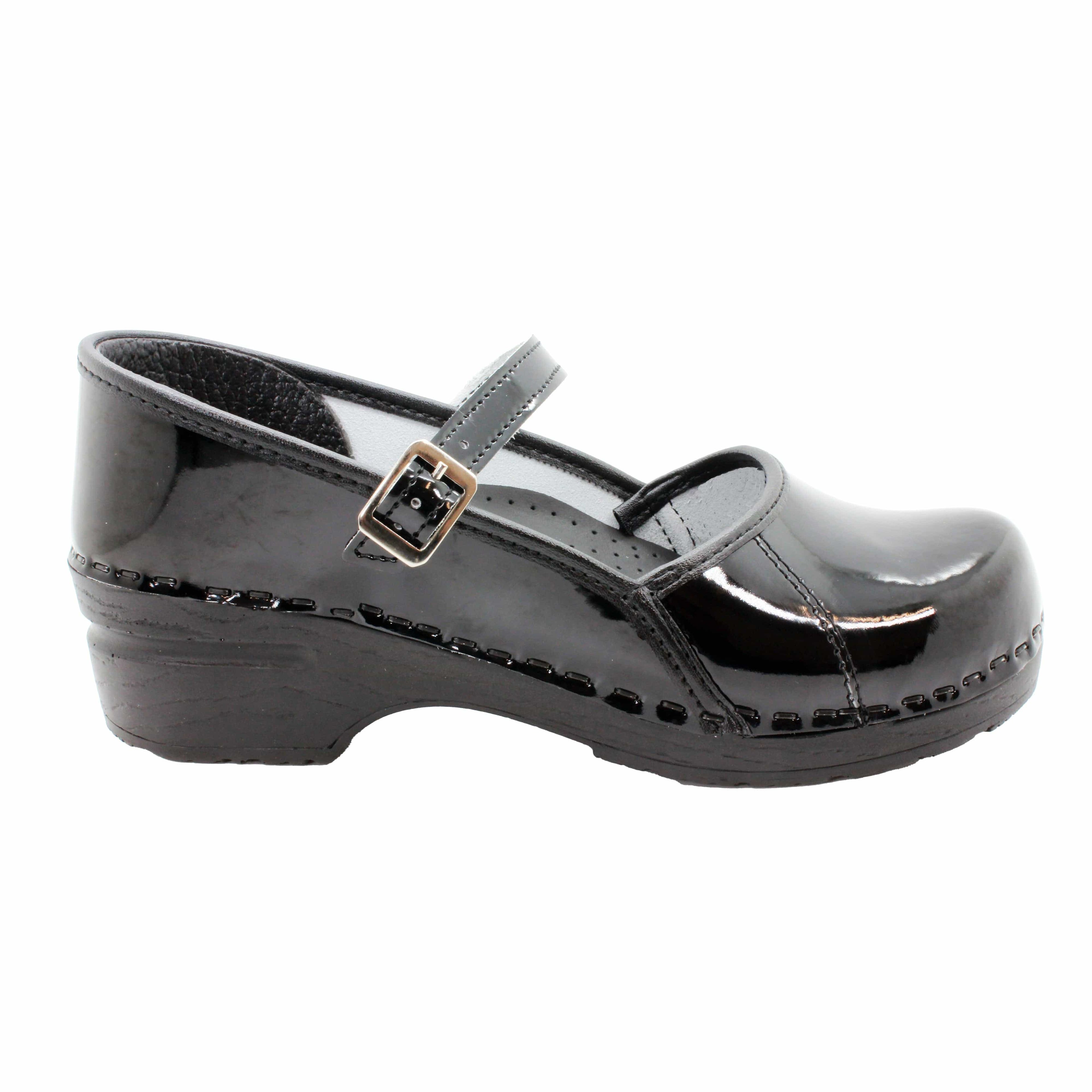 BJORK MARCELLA Mary Jane Black Patent Leder Clogs