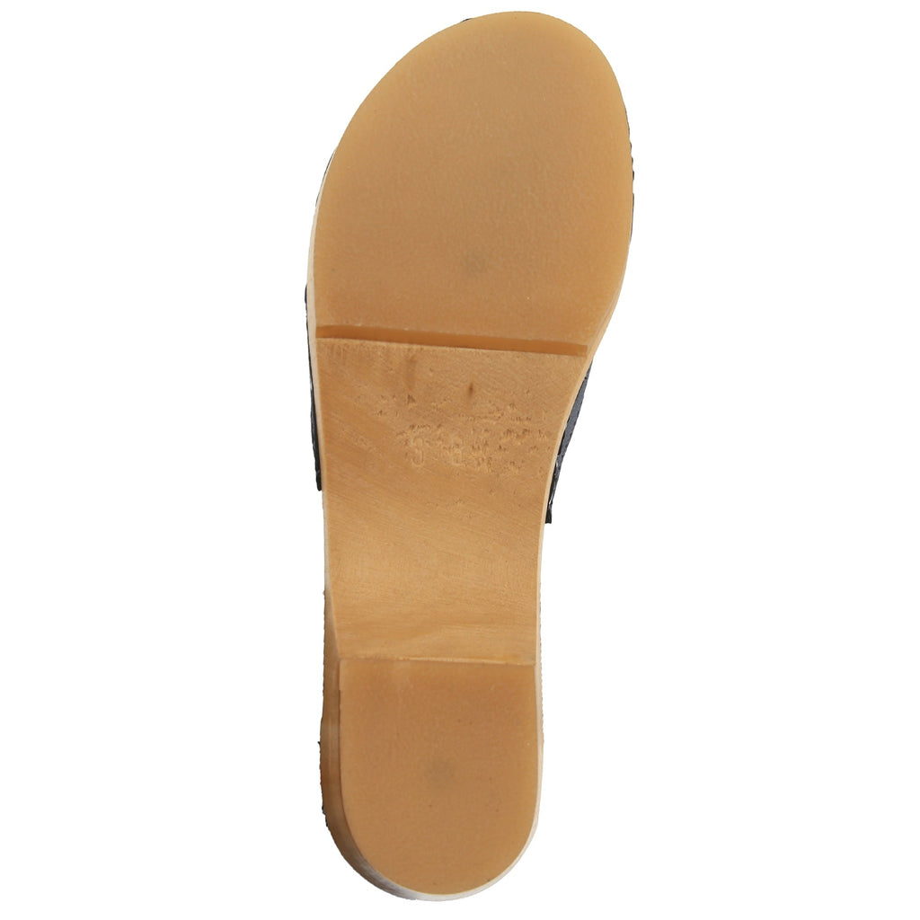 BJORK Erika Schwarze Lederholz-Sandalen
