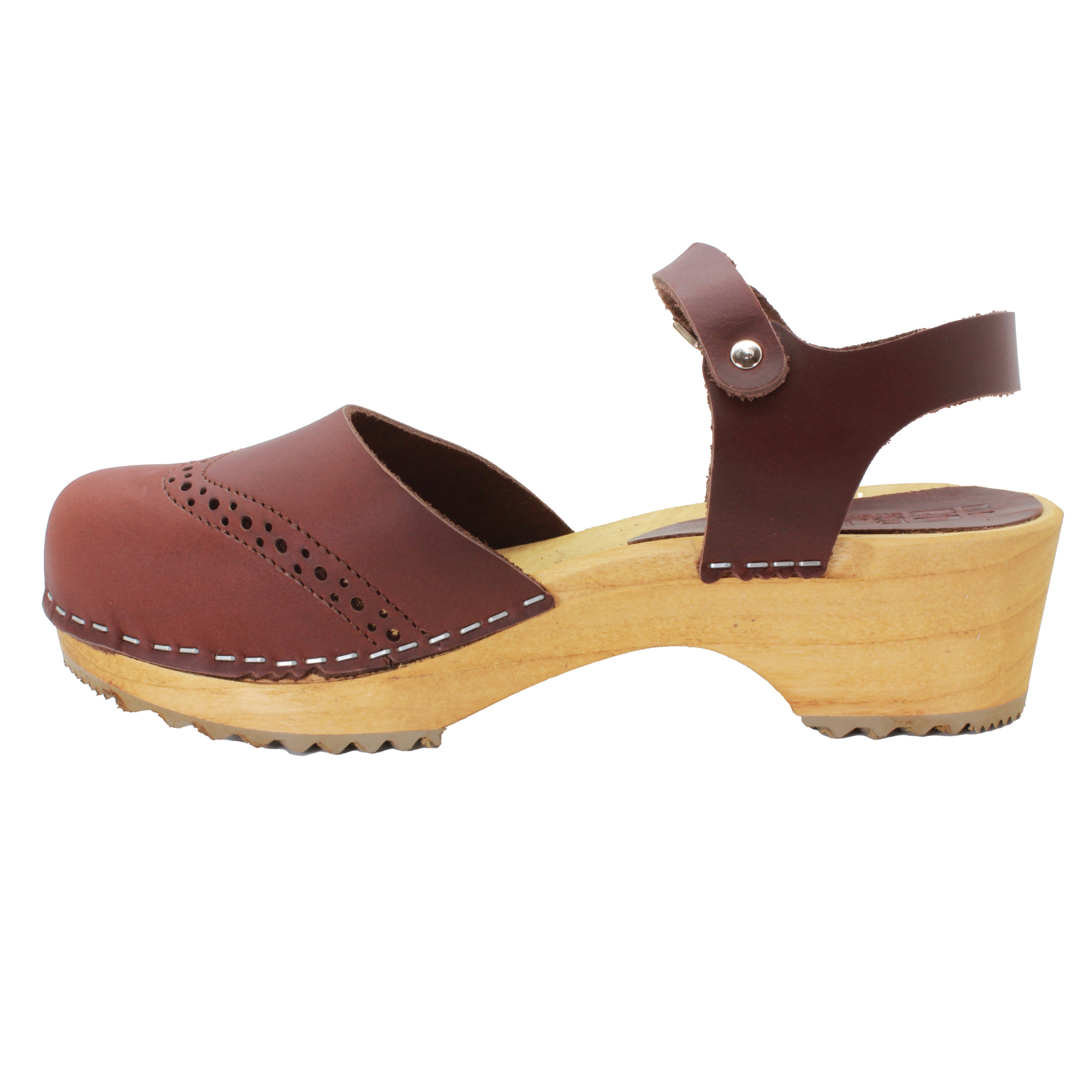 BJORK Gerda Leder Closed Toe Holzschuh Sandalen