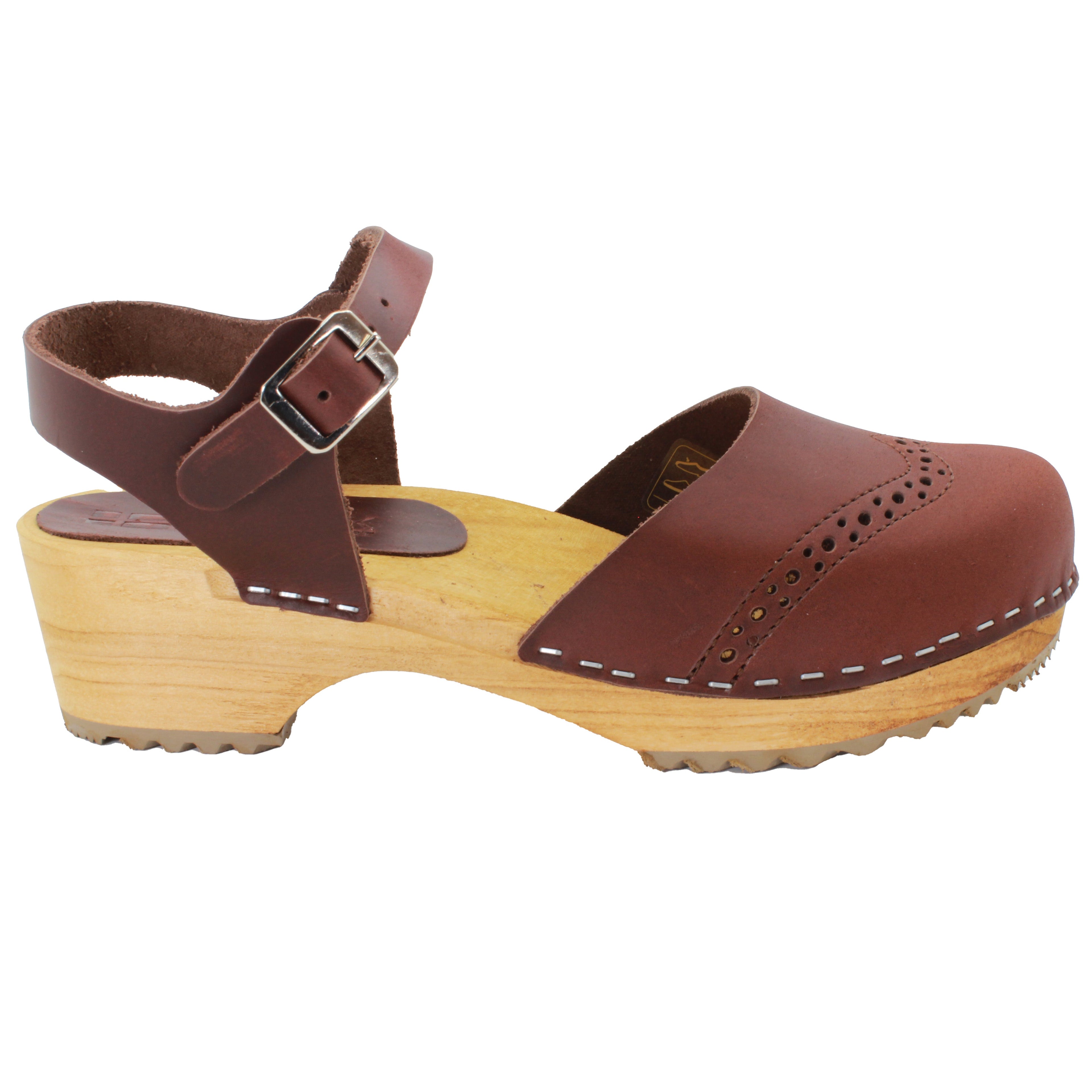 BJORK Gerda Leder Closed Toe Holzschuh Sandalen