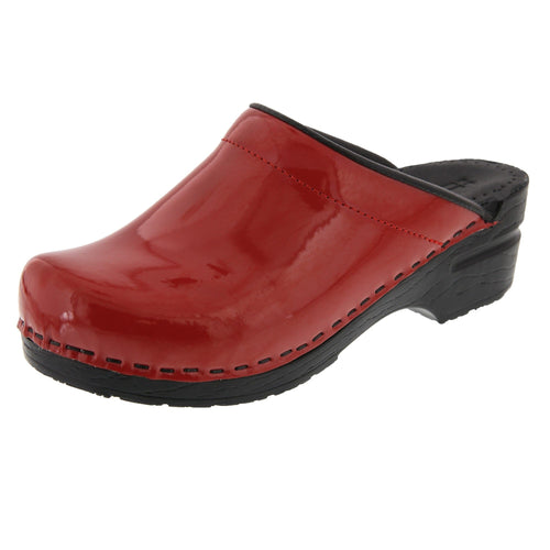 BJORK Elly Öffnen Sie Red Patent Leder Clogs
