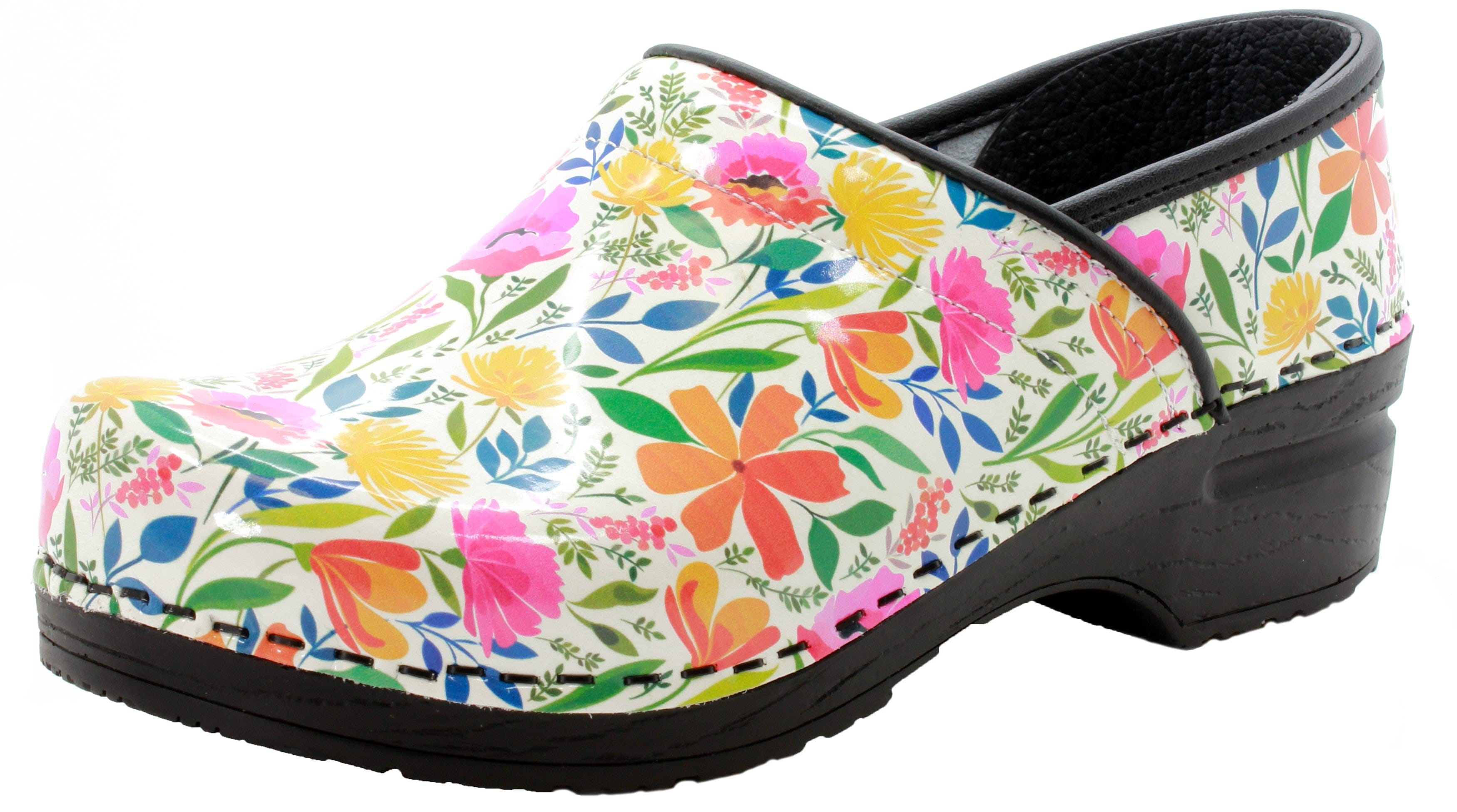 BJORK PROFESSIONAL Blomma Printed Leather Clogs - CLOSEOUT