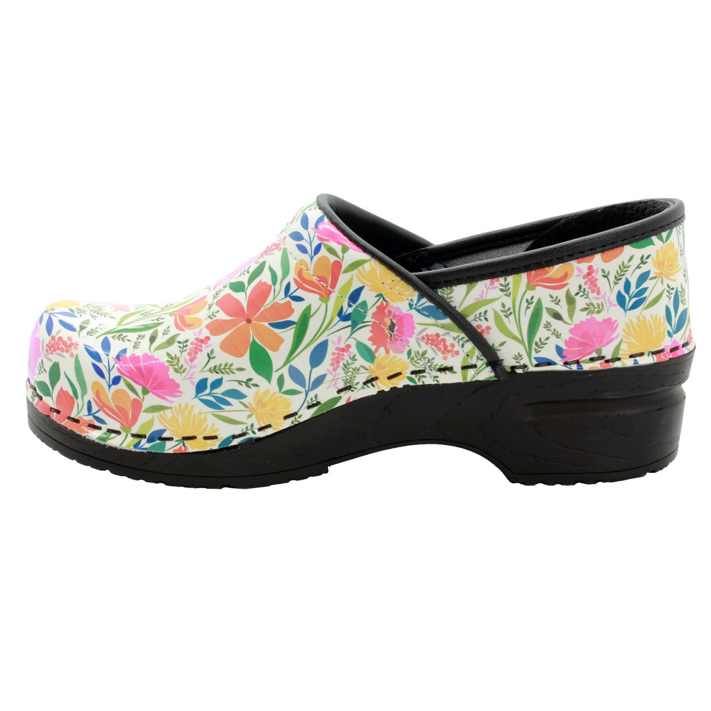 BJORK PROFESSIONAL Blomma Printed Leather Clogs - CLOSEOUT