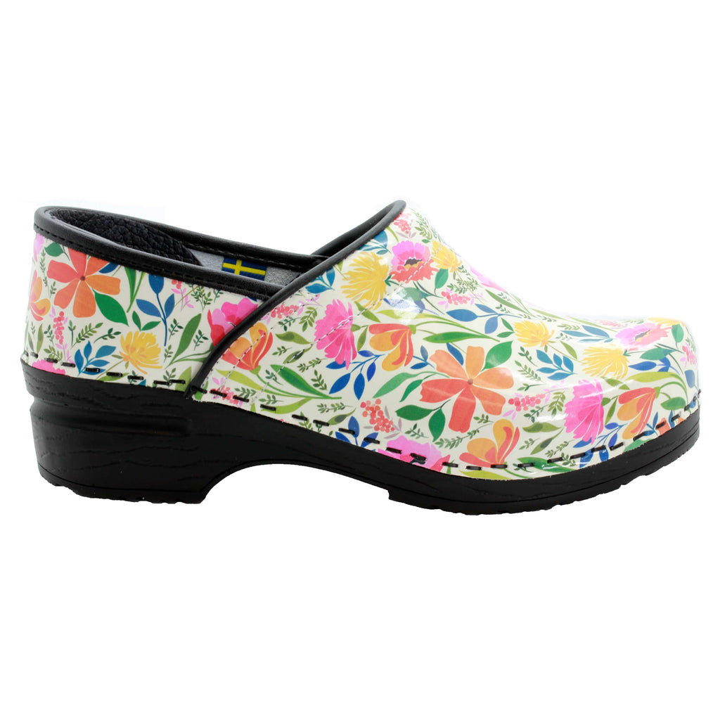 BJORK PROFESSIONAL Blomma Printed Leather Clogs - CLOSEOUT