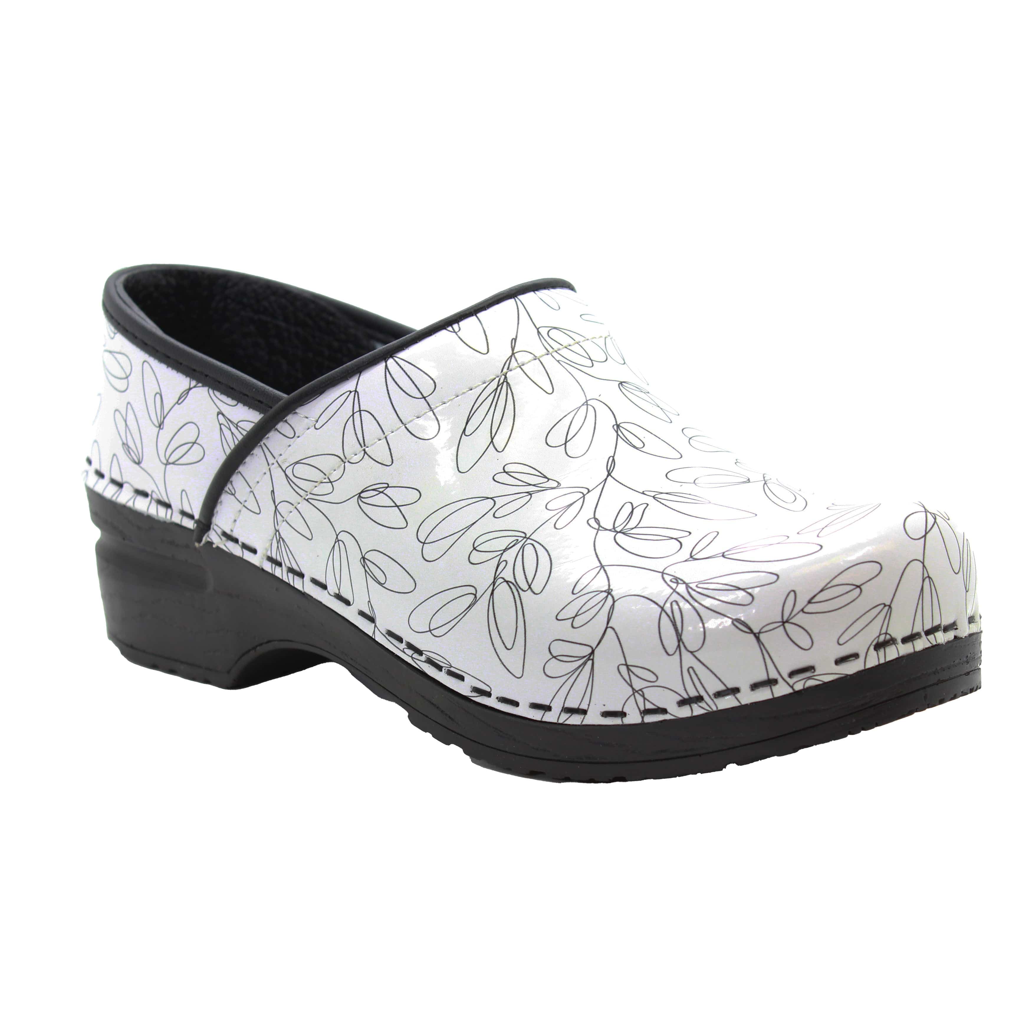 BJORK PROFESSIONAL Stencil Printed Leather Clogs - CLOSEOUT
