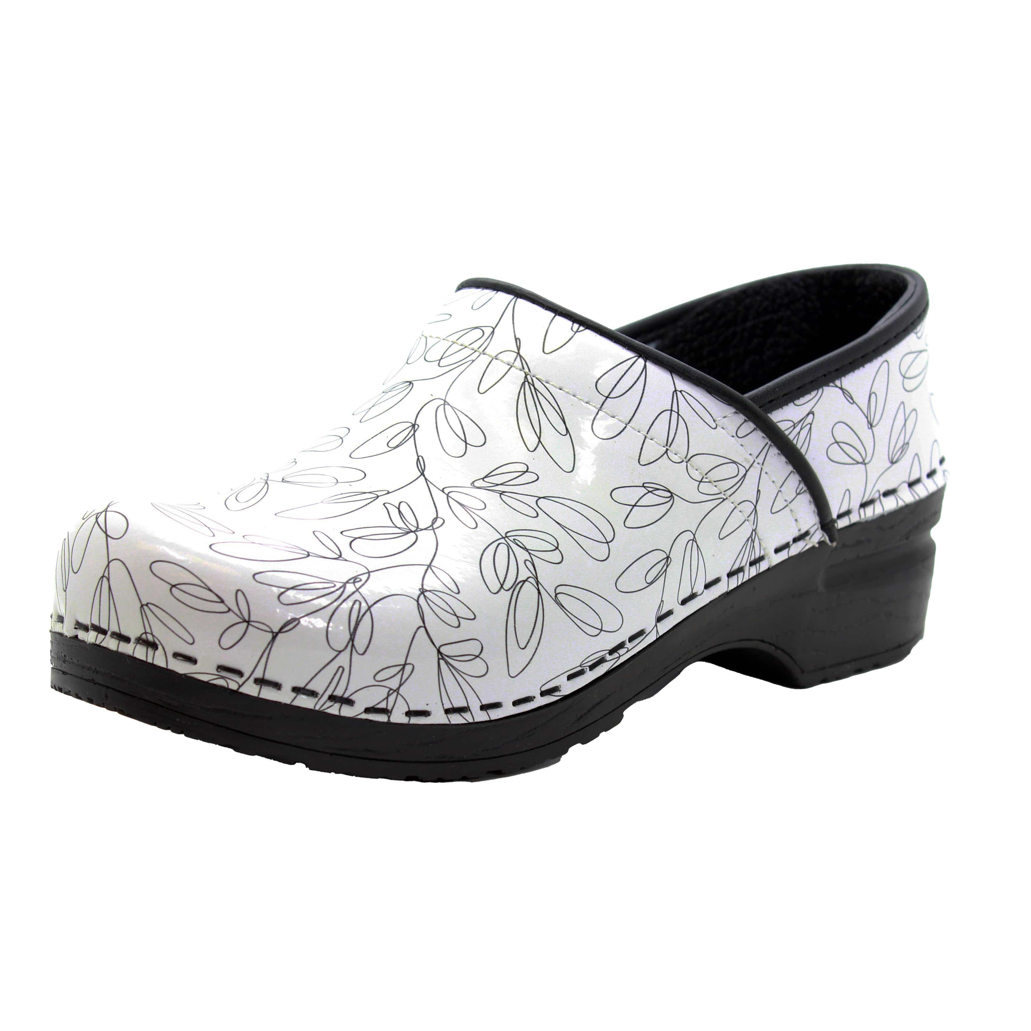 BJORK PROFESSIONAL Stencil Printed Leather Clogs - CLOSEOUT