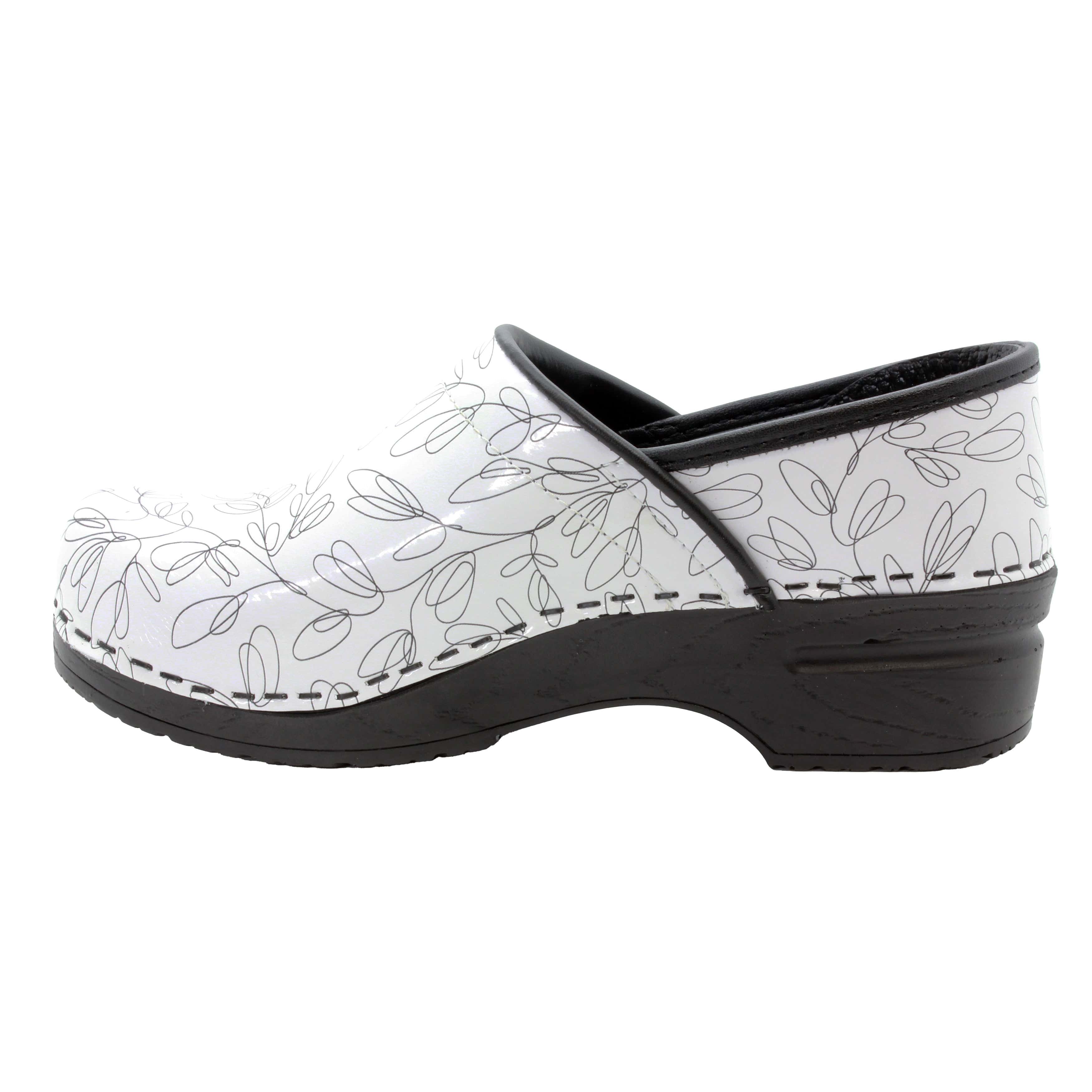 BJORK PROFESSIONAL Stencil Printed Leather Clogs - CLOSEOUT