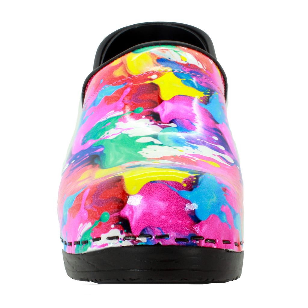 BJORK PROFESSIONAL Splat Printed Leather Clogs - CLOSEOUT
