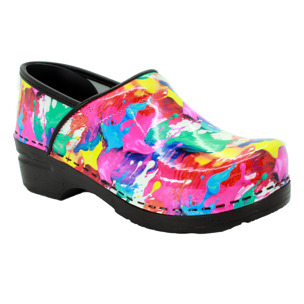 BJORK PROFESSIONAL Splat Printed Leather Clogs - CLOSEOUT