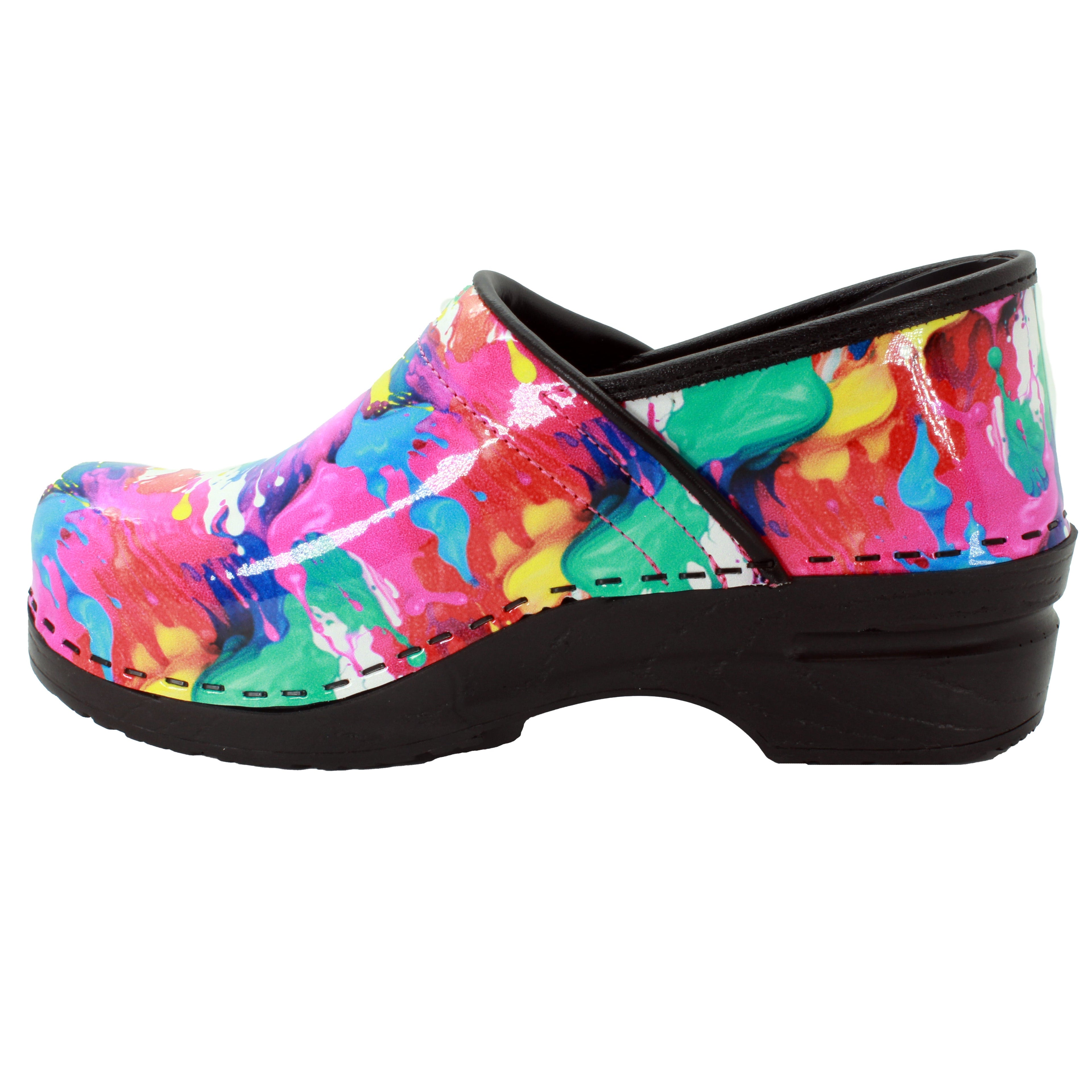 BJORK PROFESSIONAL Splat Printed Leather Clogs - CLOSEOUT