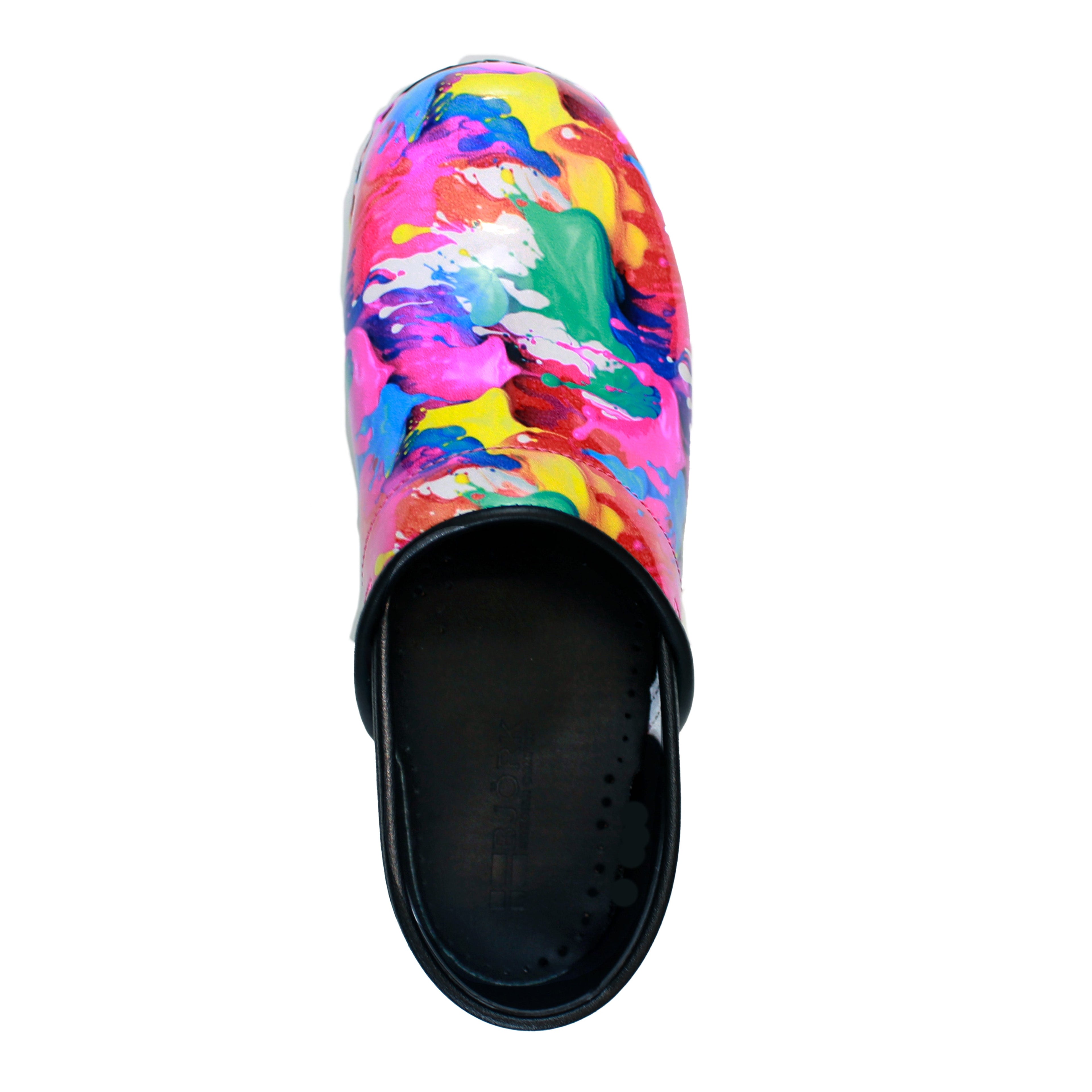 BJORK PROFESSIONAL Splat Printed Leather Clogs - CLOSEOUT