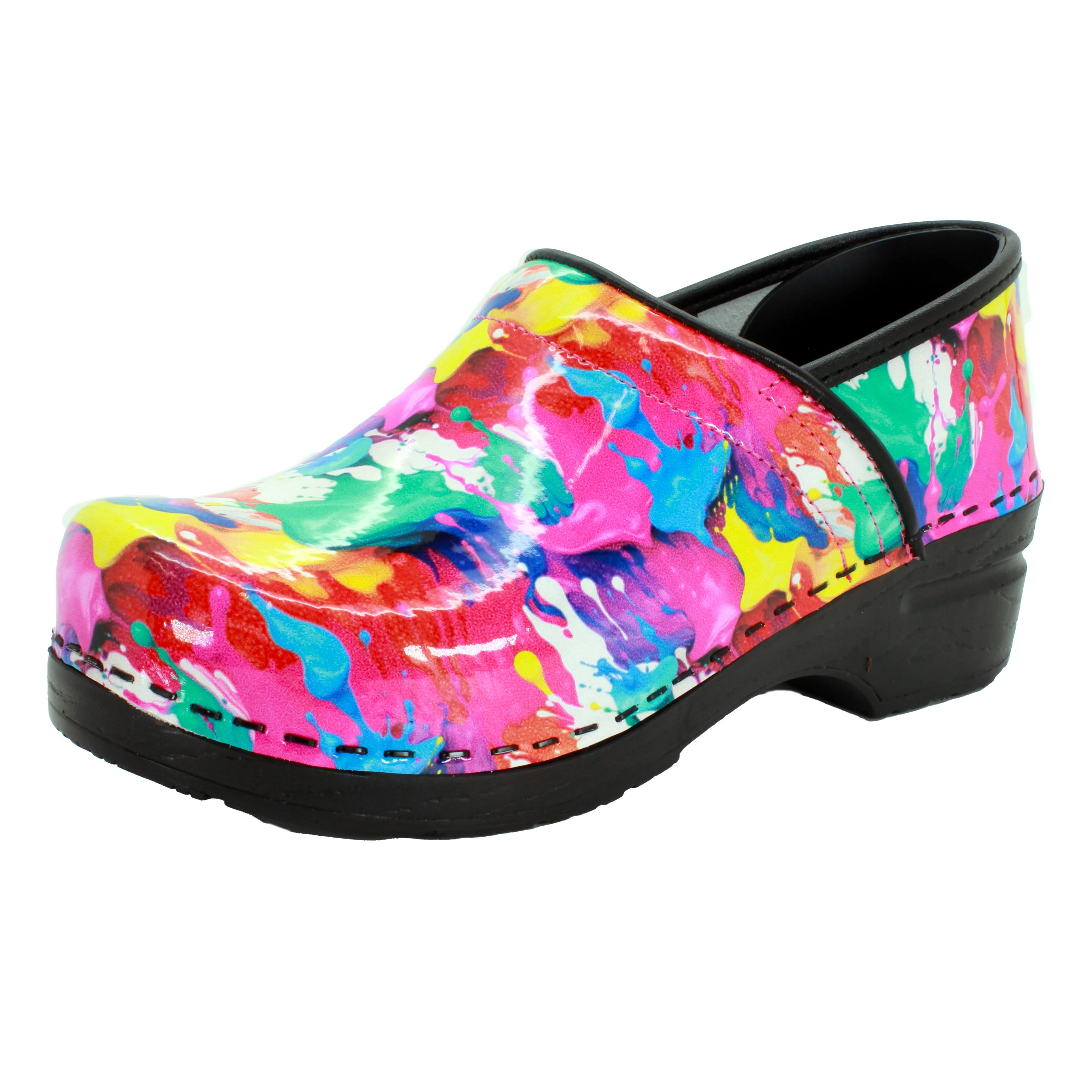 BJORK PROFESSIONAL Splat Printed Leather Clogs - CLOSEOUT