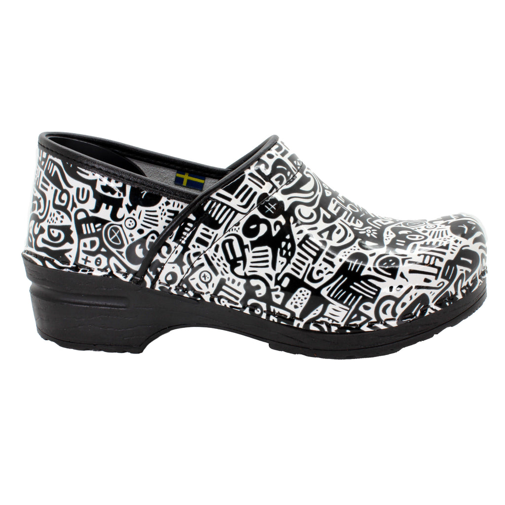 BJORK PROFESSIONAL Juni Printed Leather Clogs - CLOSEOUT