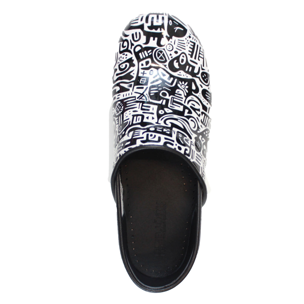 BJORK PROFESSIONAL Juni Printed Leather Clogs - CLOSEOUT