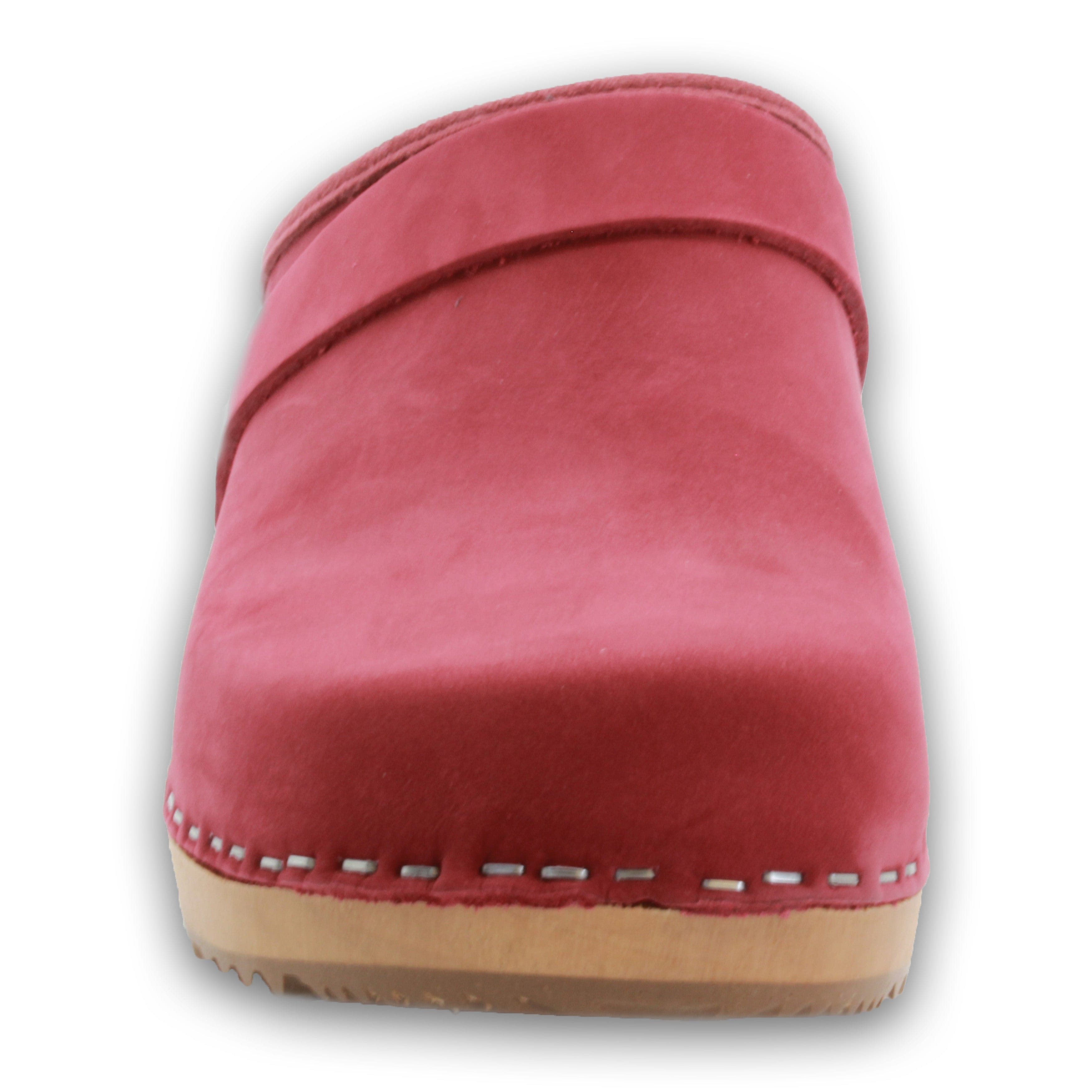 BJORK Maja Wood Open Back in Berry Nubuck Leather - CLOSEOUT