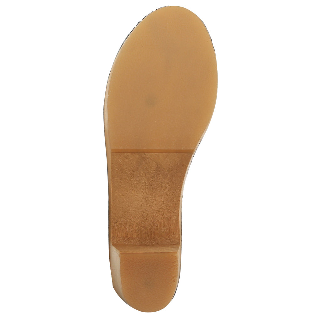 BJORK MARIE Schwedische Holzklauensandalen in schwarzem Leder - CLOSEOUT