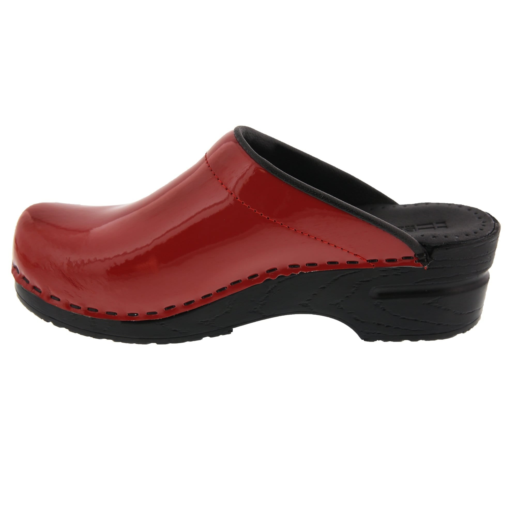 BJORK Elly Öffnen Sie Red Patent Leder Clogs