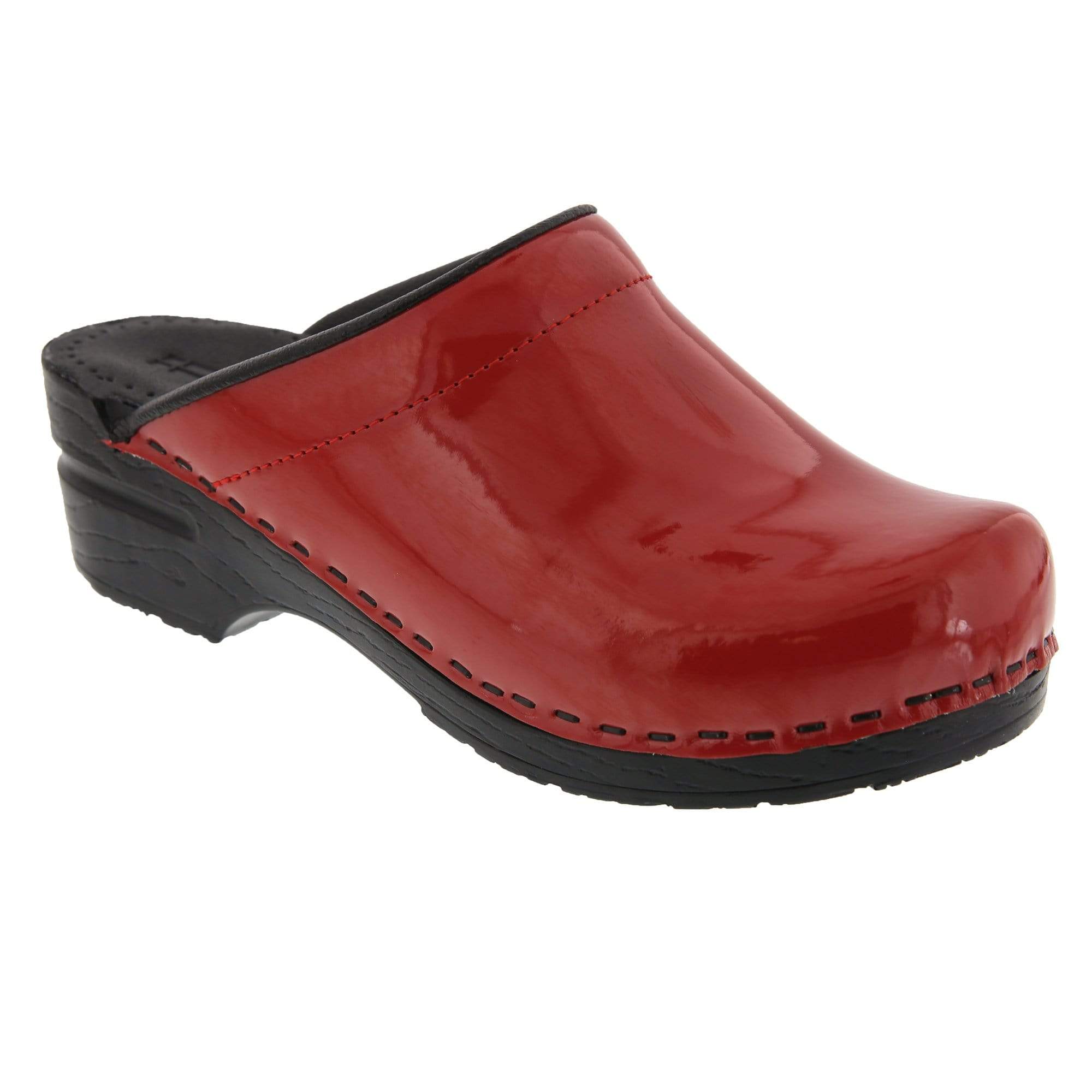 BJORK Elly Öffnen Sie Red Patent Leder Clogs