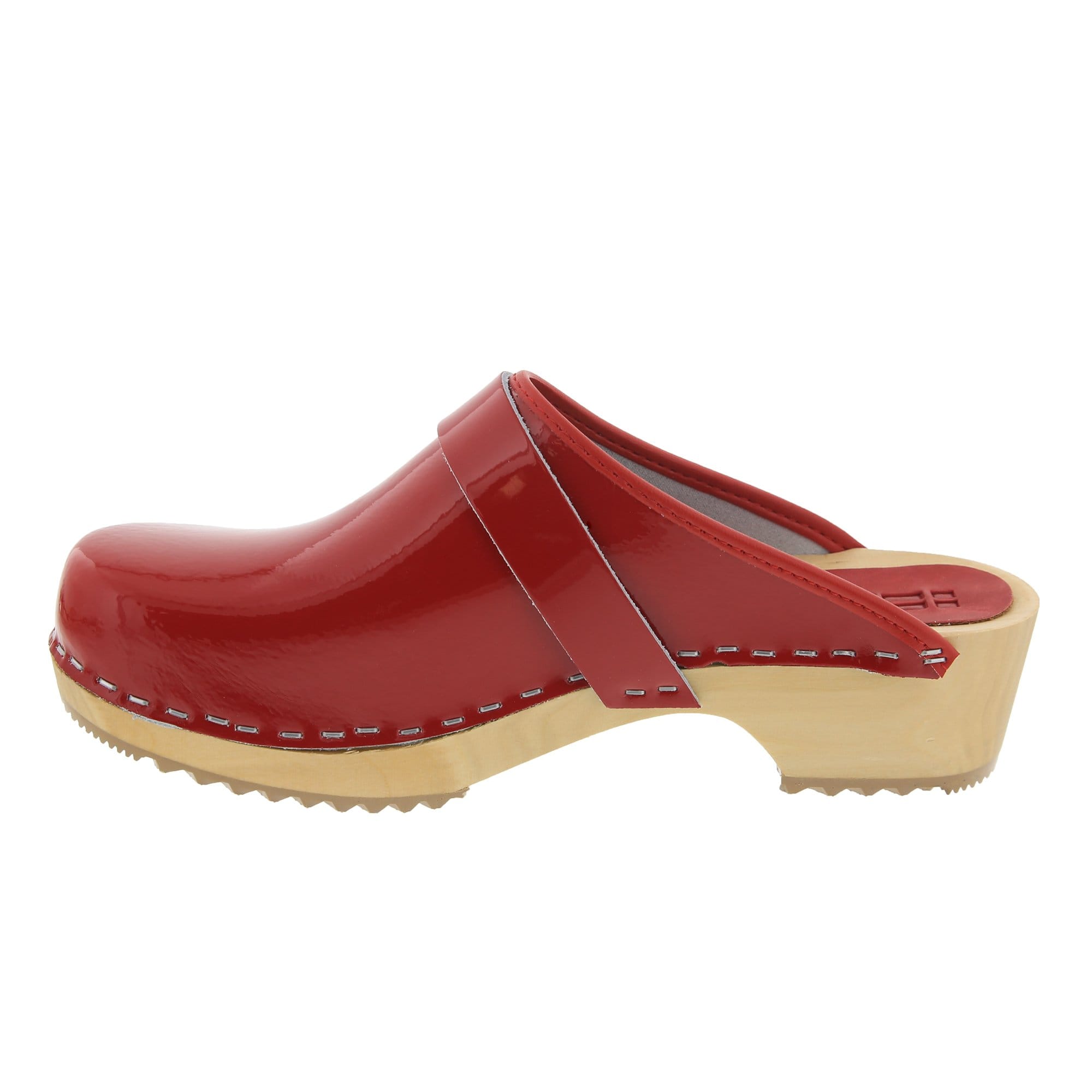 BJORK LEIA Holz Open Back Red Patent Leder Clogs