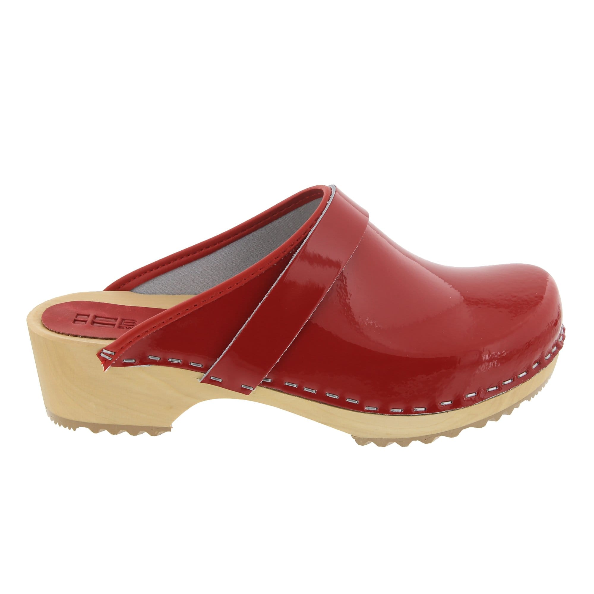 BJORK LEIA Holz Open Back Red Patent Leder Clogs