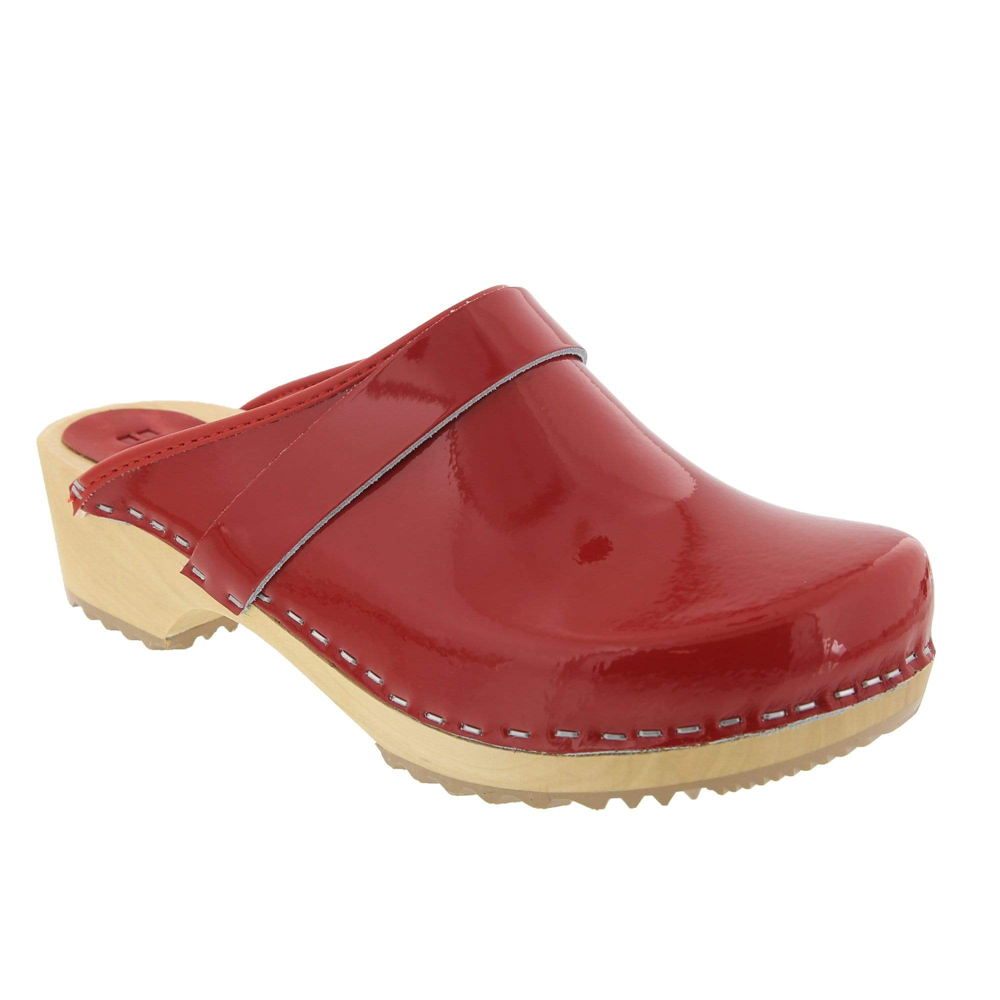 BJORK LEIA Holz Klassische Offene Rückseite Patent Leder Clogs