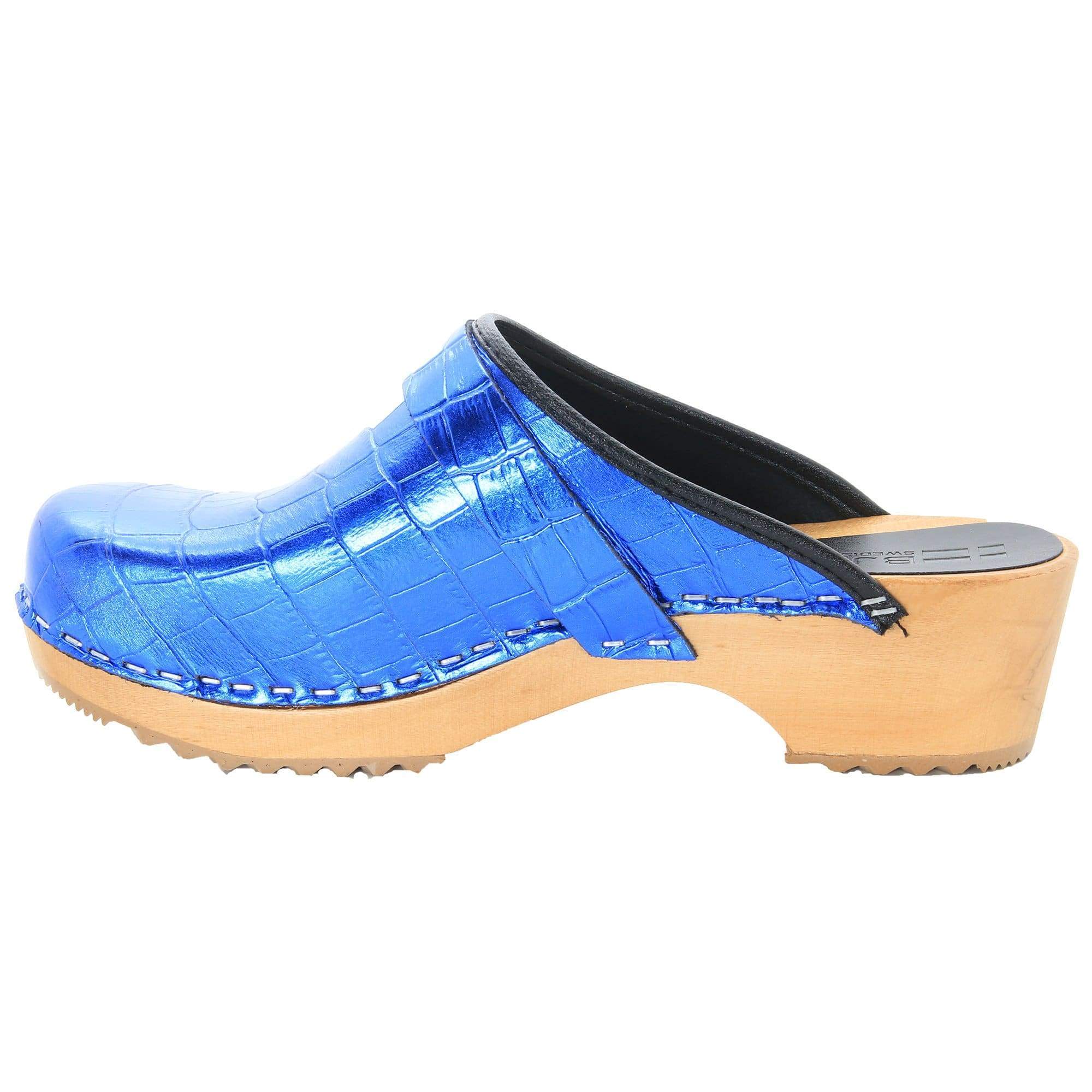 BJORK Maja Wood Open Back Croco Print Lederklötze - CLOSEOUT