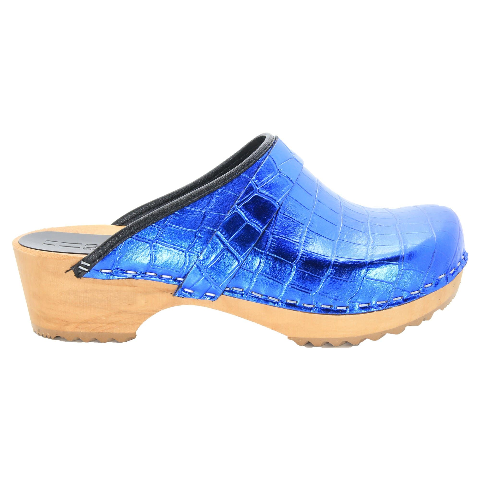 BJORK Maja Wood Open Back Croco Print Lederklötze - CLOSEOUT