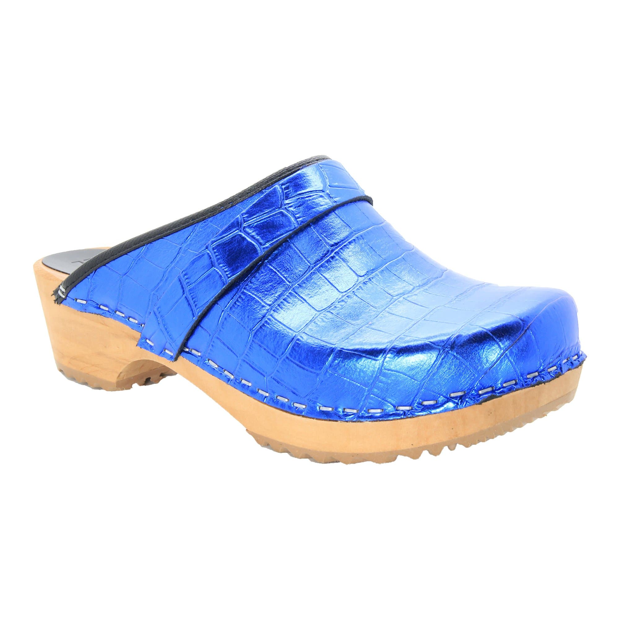 BJORK Maja Wood Open Back Croco Print Lederklötze - CLOSEOUT
