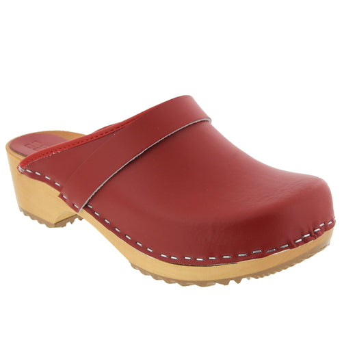 BJORK Maja Wood Öffnen Sie Leder Clogs