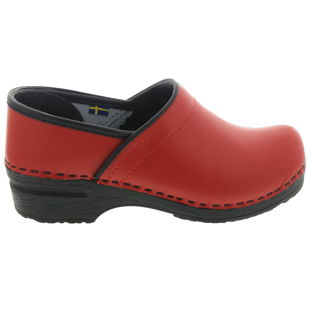 BJORK PRO ELLA Red Leather Clogs - CLOSEOUT