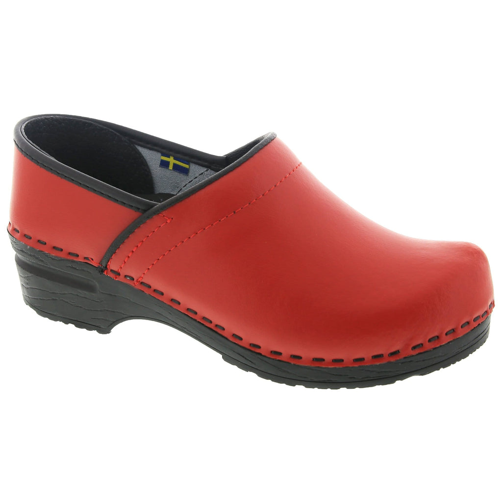 BJORK PRO ELLA Red Leather Clogs - CLOSEOUT