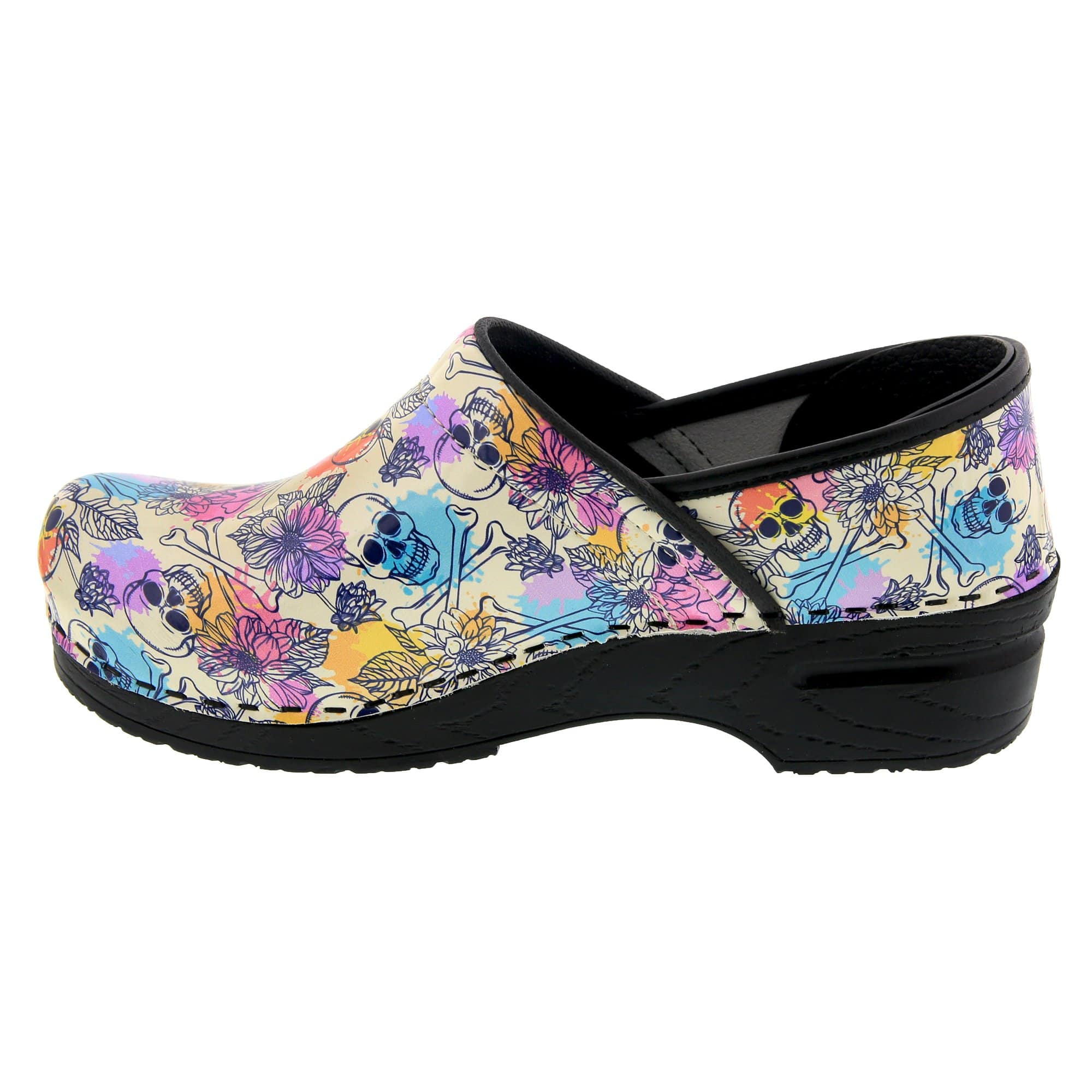 BJORK PROFESSIONAL Bonita Skull Leather Clogs - CLOSEOUT