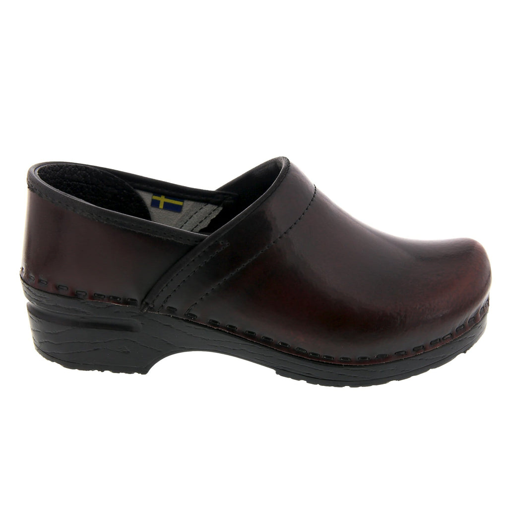 BJORK PROFESSIONAL Damen Bordeaux Cabrio Leder Clogs - CLOSEOUT