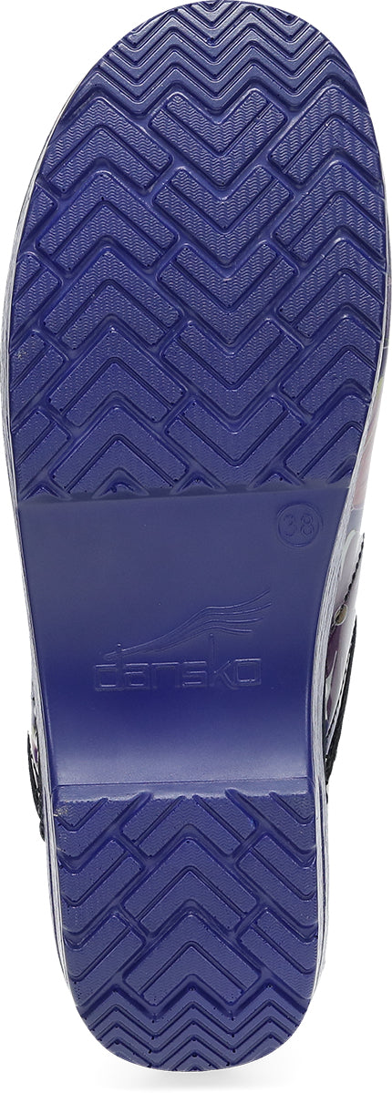DANSKO Professionelle Indigo Blumendruck Leder Clogs