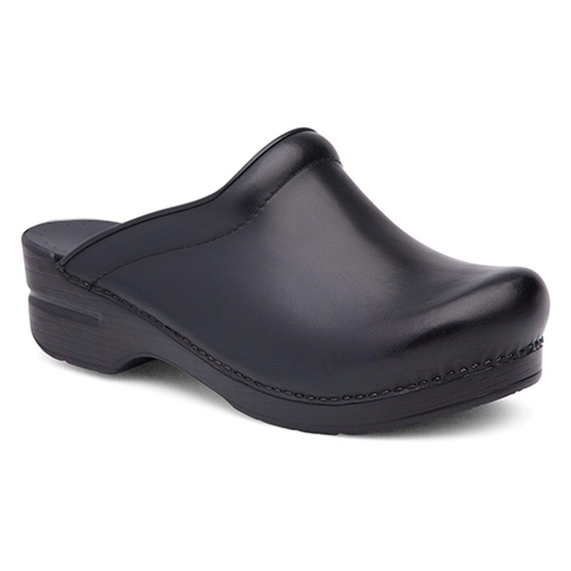 DANSKO Sonja Black Cabrio Leder Öffnen Sie Back Clogs