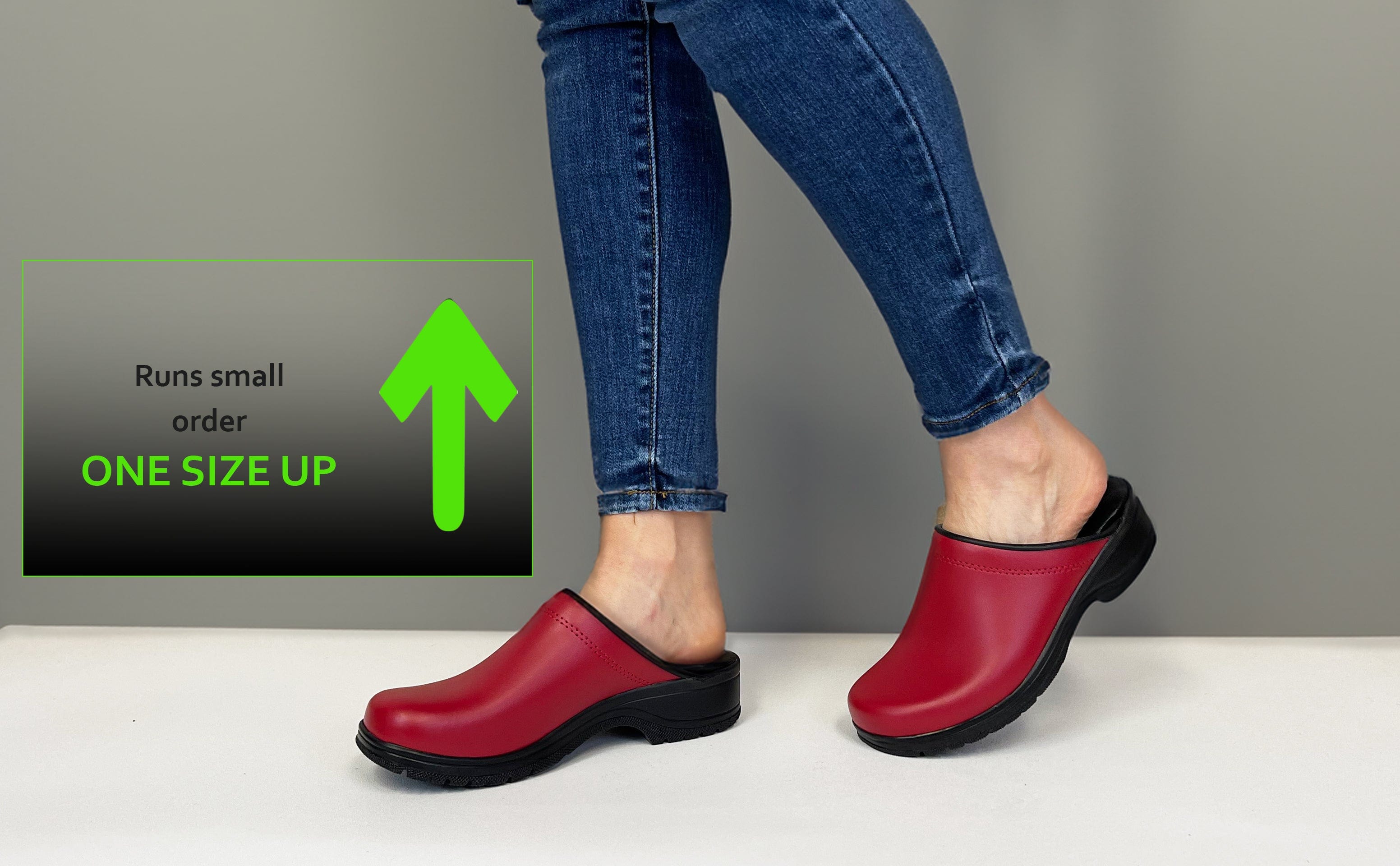 BJORK Flex Pro Open Back Red Leather Clogs - CLOSEOUT