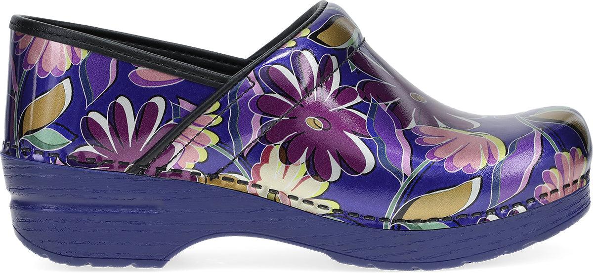 DANSKO Professionelle Indigo Blumendruck Leder Clogs