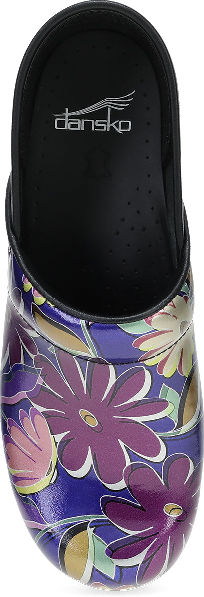 DANSKO Professionelle Indigo Blumendruck Leder Clogs